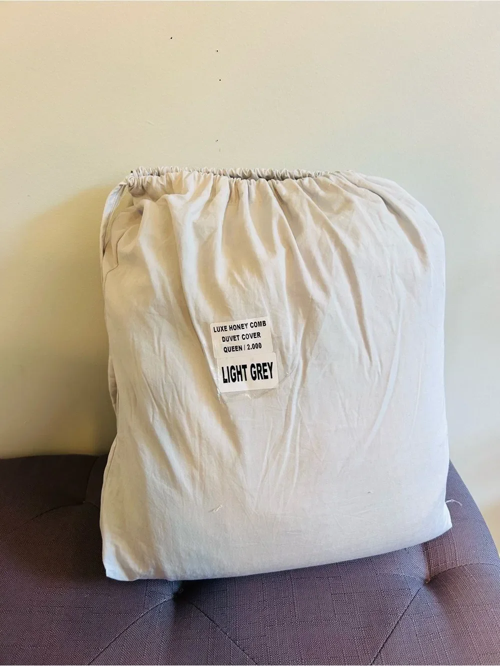 NWT Quince Organic Luxe Honeycomb Light Grey Duvet Cover!